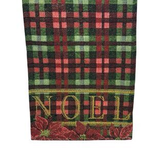 Festive Plaid Woven NOEL Table Runner Red Green Metallic Gold 70' x 12.25"